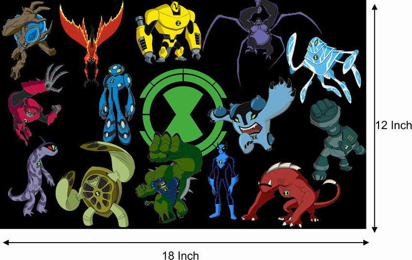 Ben 10 All Aliens Characters Cartoon TV Series Art 24x18 Wall Print POSTER, ben  10 all aliens 