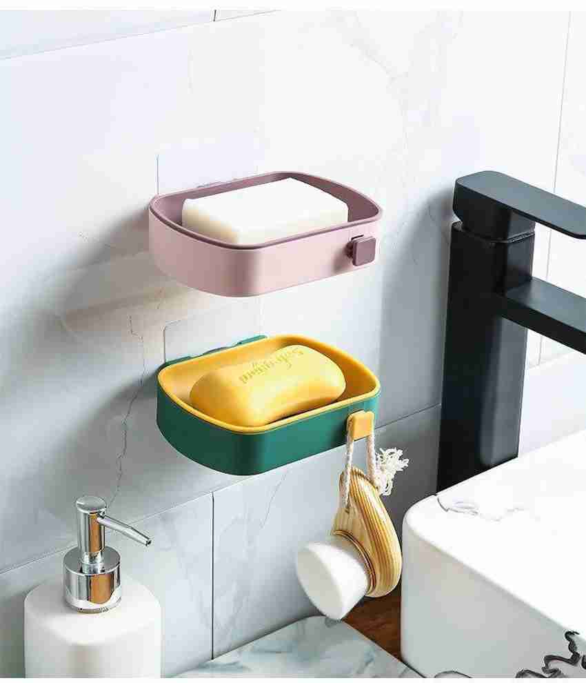 Orrda Bathroom Wall Hanging Soap Holder Storage Box Plastic Self