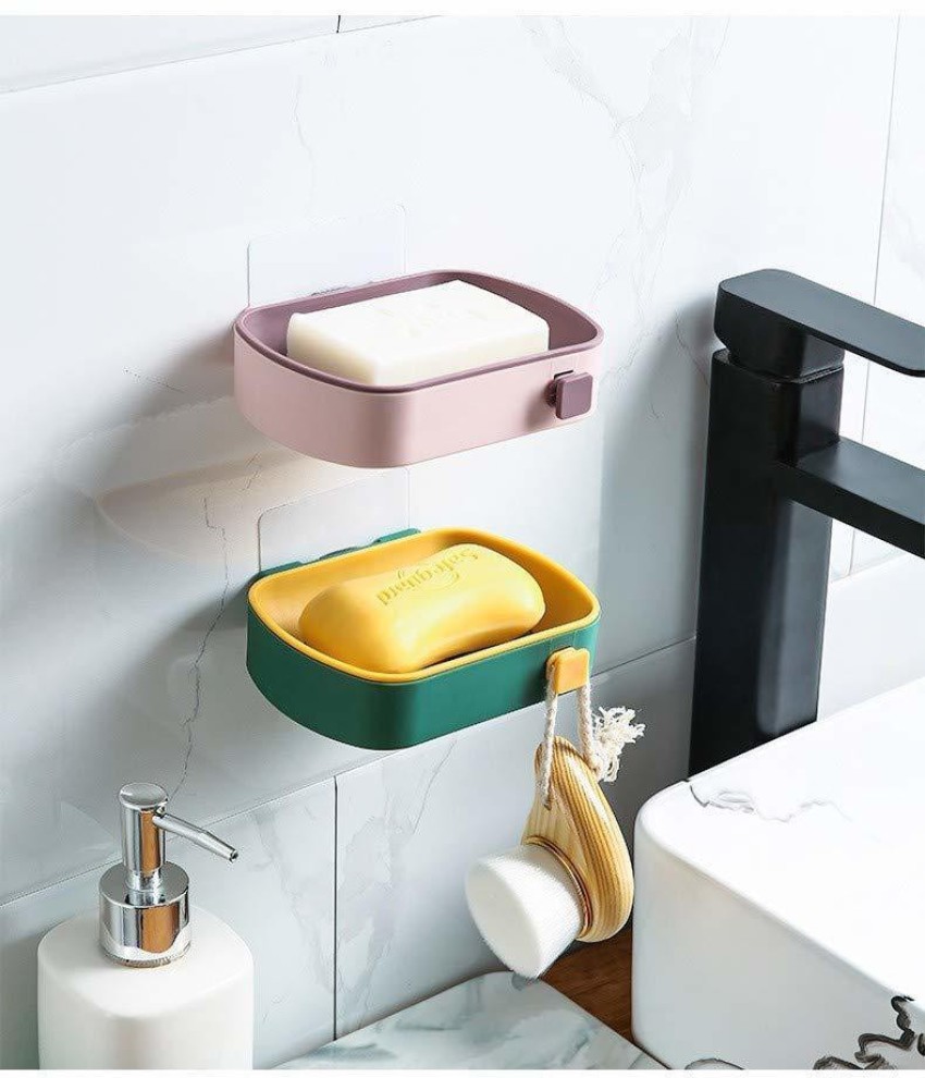 Bathroom Wall Mounted Soap Dish With Hook Multifunctional Self