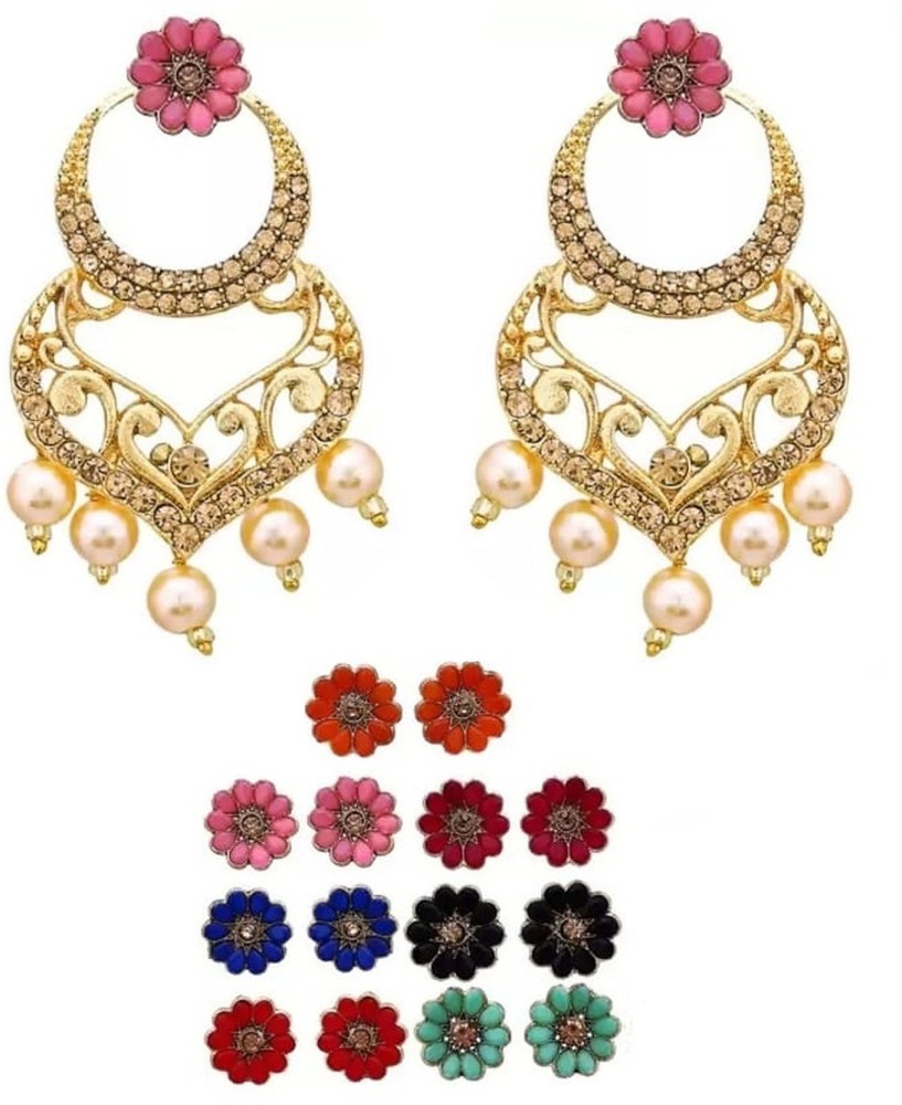 Gold earrings clearance with changeable drops