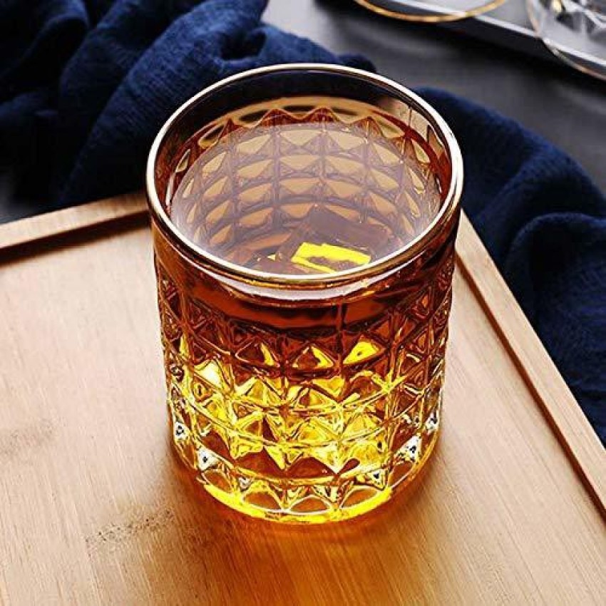 Bold and Wide (Pack of 4) Whiskey Glasses Diamond Cut Tumbler Set Imported  Crystal Rocks Whisky Glass for Scotch, Vodka, Liquor, Alcohol Imported Drinking  Glasses – Set of 4, 300ml Glass Set