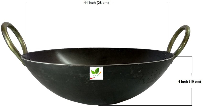 Silver Iron Kadai For Cooking Induction Base Medium Size: 1500ml