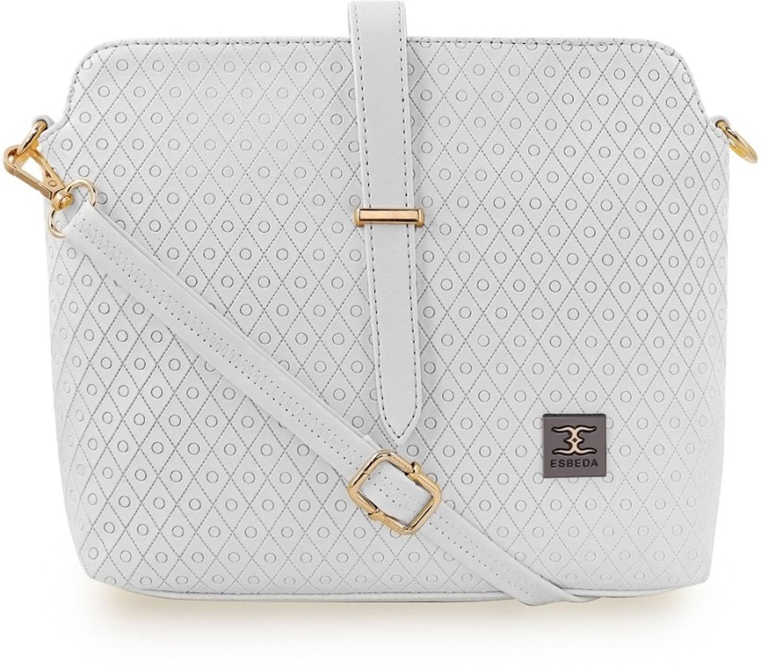 Embossed Cross Body Bag - White