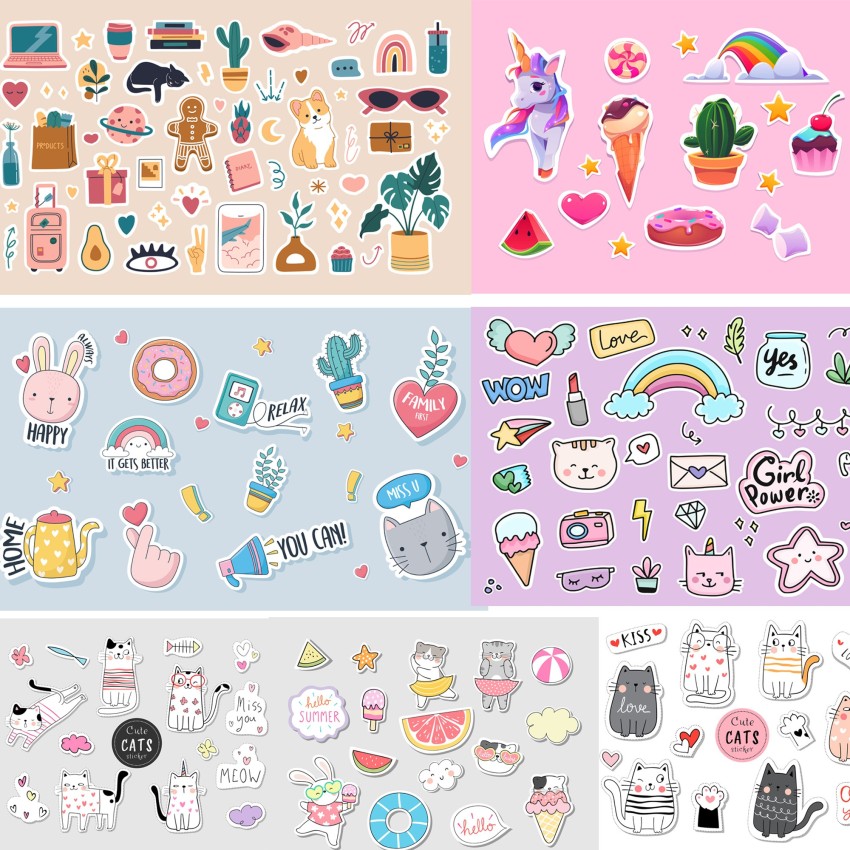 PrettyBuggy 21 cm Kawaii Stickers for Journals Self Adhesive