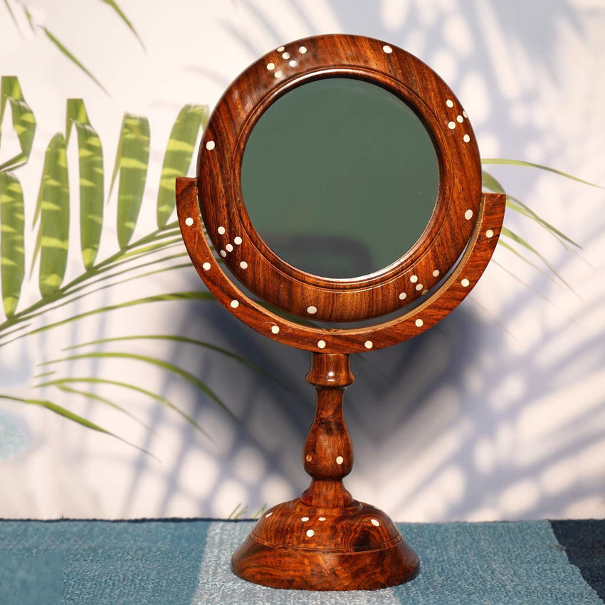 Wooden table online top mirror