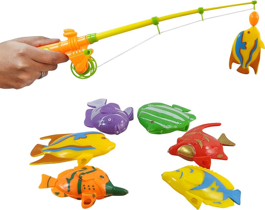 Magnetic Fishing Toy Set Kids Game w/ 1 Fishing Rod and 6 Cute Fishes  Children