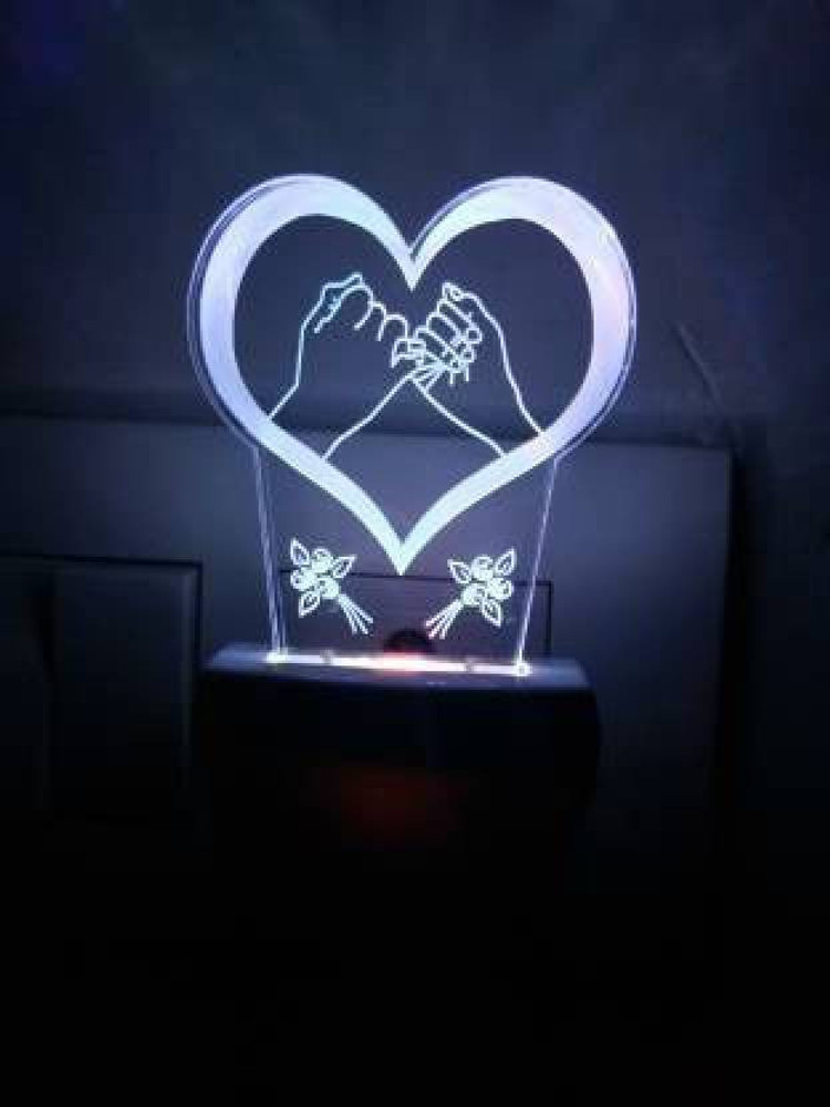 Arus Acrylic Heart Shape Love Magic Night Lamp 3D Beautiful