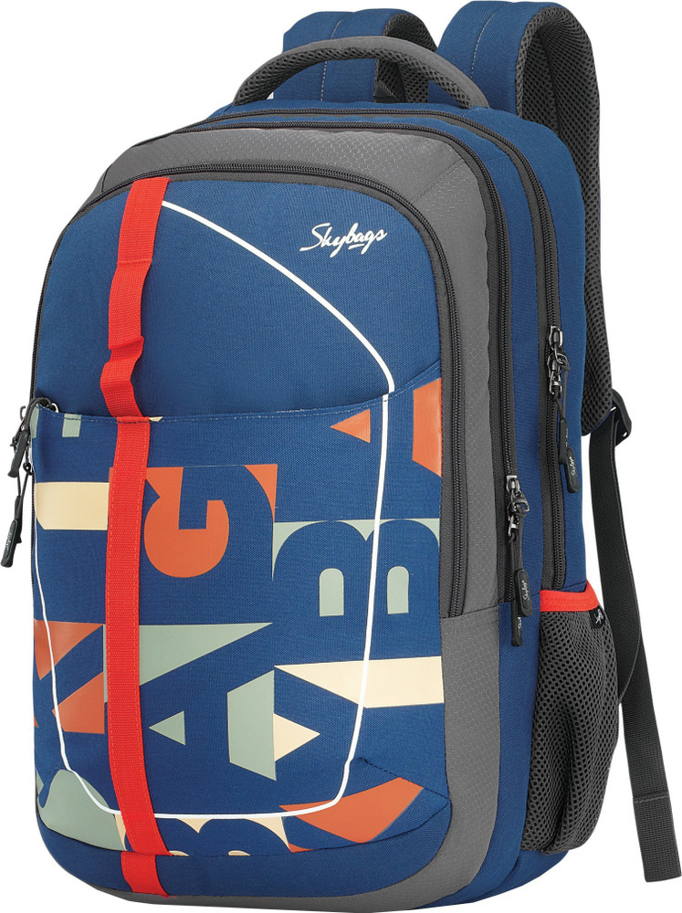 Skybags geek 48 ltrs blue laptop backpack with raincover clearance