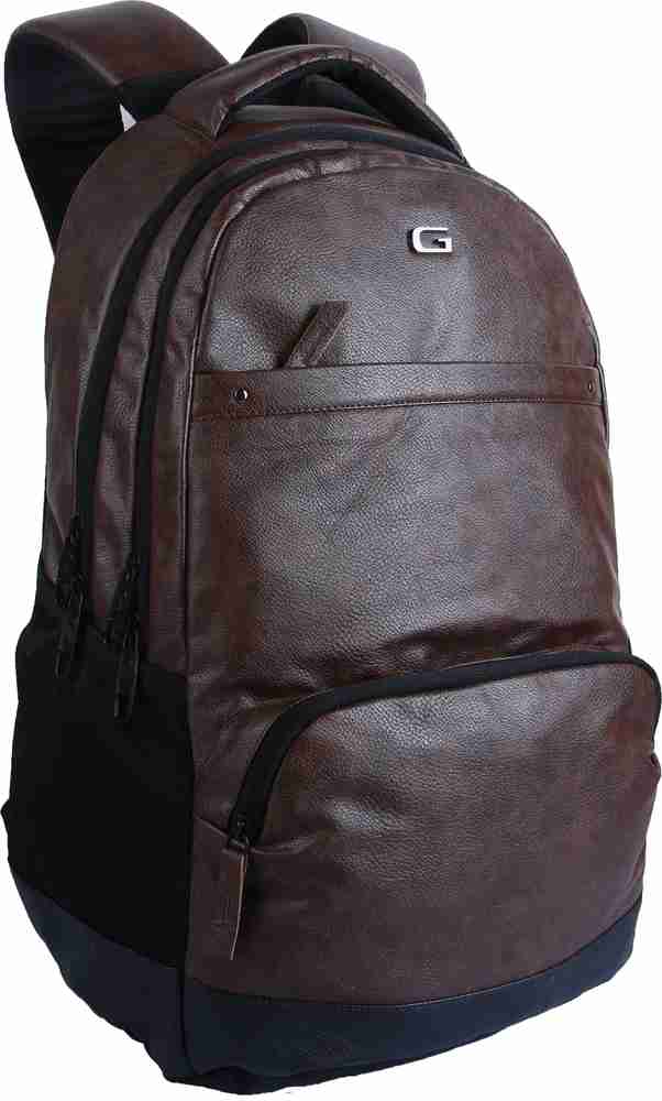 Gear VINTAGE2 ANTI THEFT FAUX LEATHER 28 L Laptop Backpack BROWN BLACK Price in India Flipkart