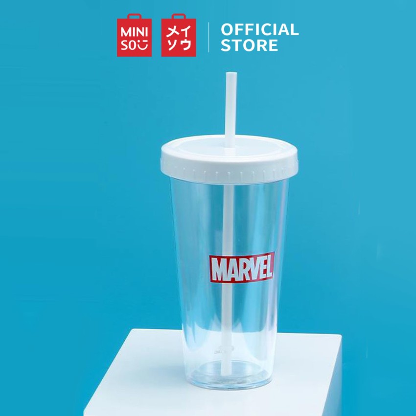 MINISO Marvel Water Bottle with Straw BPA-Free Strap Plastic Water