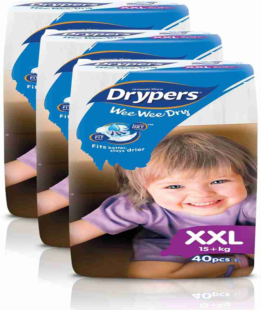 drypers Wee Wee Dry XXL Sized Diapers Combo Pack of 3 40 Counts