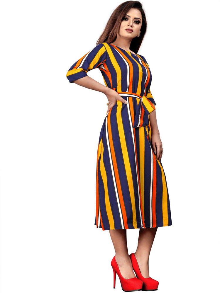 pavitra fashion Women A line Orange Yellow Dress Buy pavitra