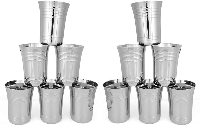 Kitcheniva Stainless Steel Metal Drinking Cup 30ml 12 Pcs Set, 1