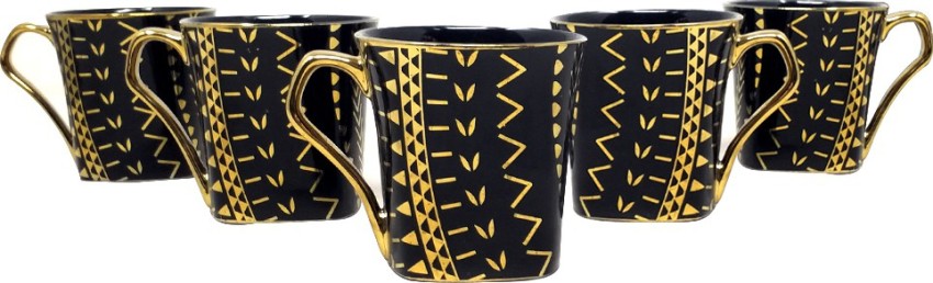 U.P.C. Fine Bone China Ceramics Coffees / Tea Cups Black Gold Series Set Of  6 Bone China Coffee Mug Price in India - Buy U.P.C. Fine Bone China Ceramics  Coffees / Tea