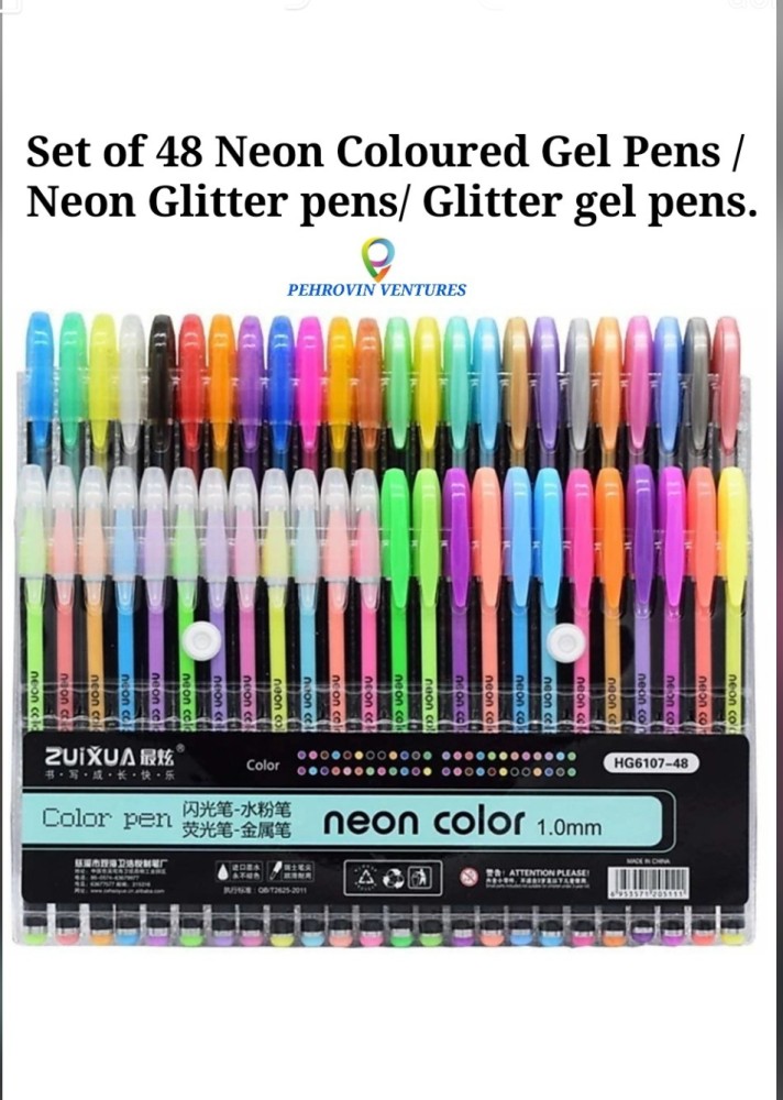 96 Gel Pen Bundle - 48 Original Set & 48 Glitter Pen Set with