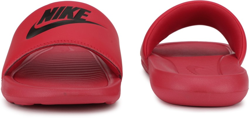 Nike red best sale slides men