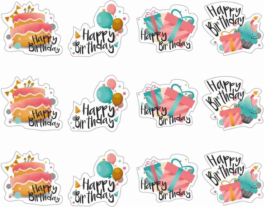 Cute Happy Birthday Cakes and Balloon Stickers, Zazzle