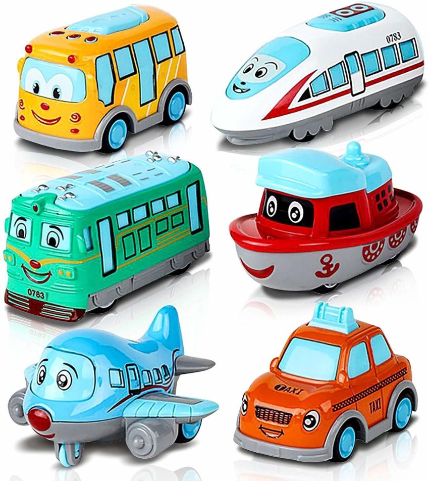 5 Pack Cars Toys for 2 3 4 5 6 Years Old Toddlers Boys and Girls Gift, Big  Transport Truck with 4 Small Cute Pull Back Trucks, with Sound and Light