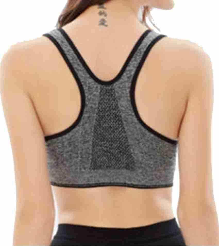 Zipper Adjustable Sports Bra High Support Fitness Tanktop for Women  Racerback Yoga Crop Tank Polyester Running Tanktop (Color : Gray, Size : 5X- Large) : : Clothing, Shoes & Accessories