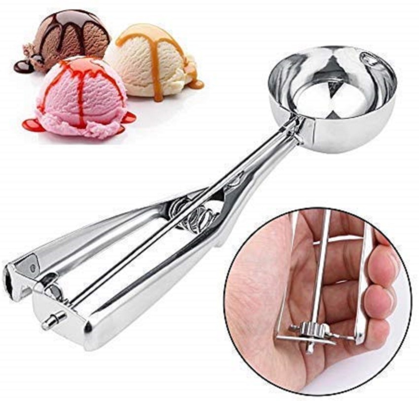 1pc Stainless Steel Ice Cream Cookie Scoop, Ice Cream Scooper With Trigger  Release, Baking Supplies