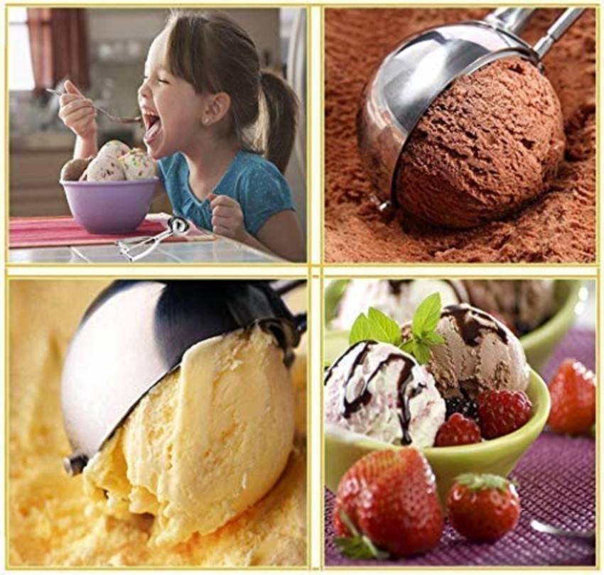 Ice Cream Scoop, Stainless Steel Ice Cream Scooper for Cookie Dough Gelato  Sorbet and Melon baller for Fruit Yogurt 