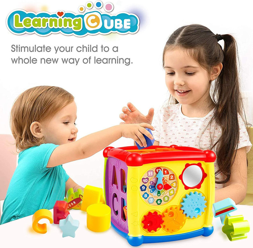 SANISHTH Early Learning Educational Music and Colorful Shape Sorter Toys Baby Toys 12 18 Month Activity Cube Toys for 1 Years Old Baby Toys 6 12 Month Gift for Years Boys and Girls