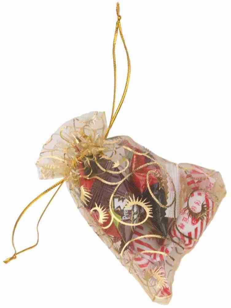 DMS Retail Red Velvet Drawstring Pouch Bag Wedding Gift Pouch Bag Shagun Potli Bags Gold Coin Potli Bag 3X3 Inches