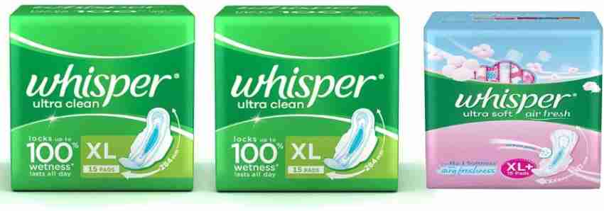 Whisper Ultra Soft Sanitary Pads XL+: Buy packet of 15.0 pads at