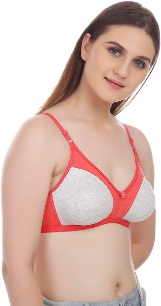 Buy LovinoForm Women's Cotton Non Padded Red Bra - 32 Inch at
