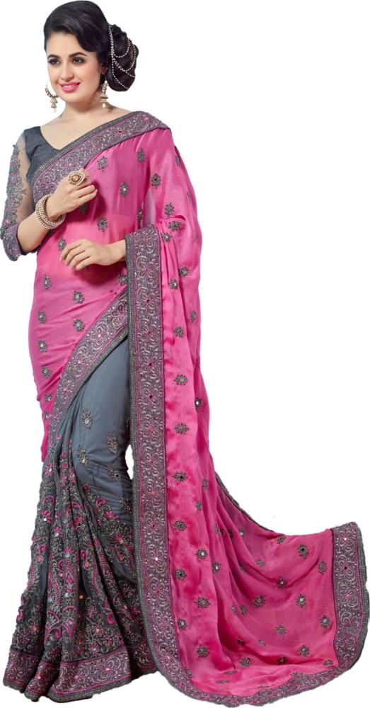 G JELLY FASHION TREE Embroidered Bollywood Net, Art Silk Saree