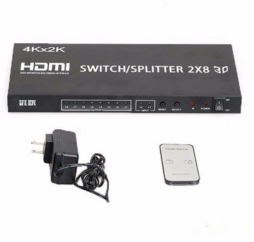 techut 2 input 8 Output HDMI Splitter Switch 2 in 8 out Media Streaming  Device - techut 