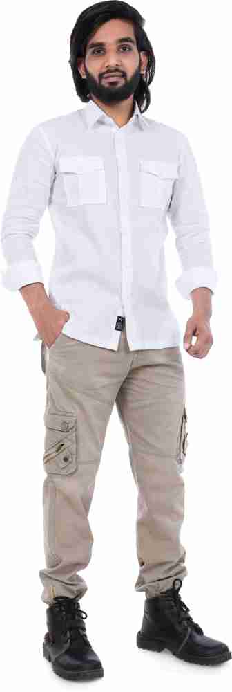 Club maxx Linen Hunting Men Solid Casual White Shirt - Buy Club maxx Linen  Hunting Men Solid Casual White Shirt Online at Best Prices in India