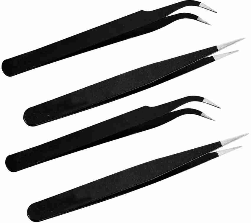 Pack of 4 Professional Craft Tweezers Set for Hobby, Electronics