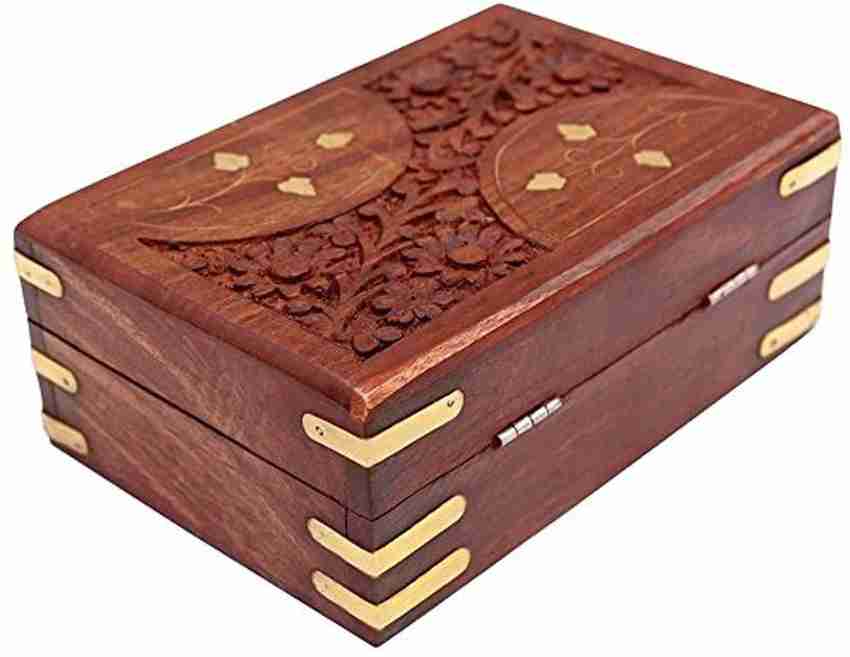 PALJJI HANDICRAFTS Jewellery Box for Women Wooden Flower Design
