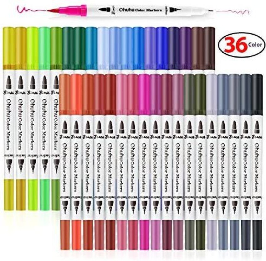 Ohuhu 36 Colors Art Markers, Dual Tips Coloring Brush Marker Fineliner  Color Pens, Water Based Marker for Calligraphy Drawing - 36 Colors Art  Markers, Dual Tips Coloring Brush Marker Fineliner Color Pens