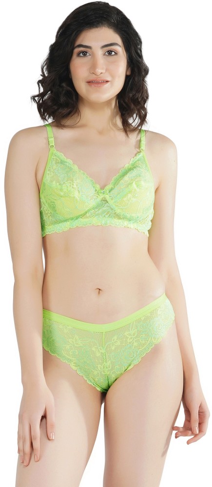 Lime green store bra and panties