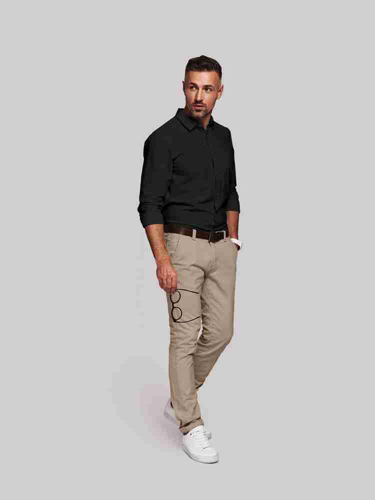 Black shirt beige pants sale