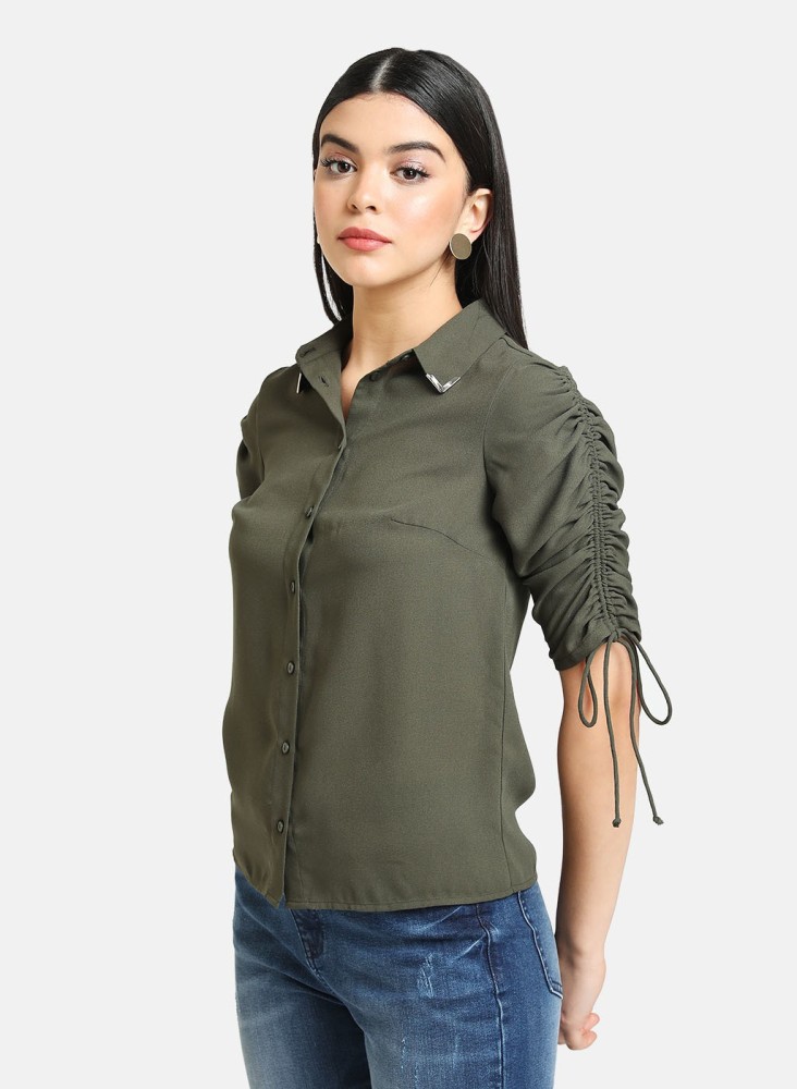 Kazo Green Embellished Casual Shirt