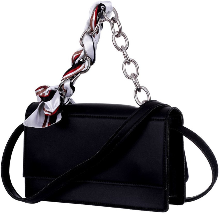 Black sling bag outlet with silver chain