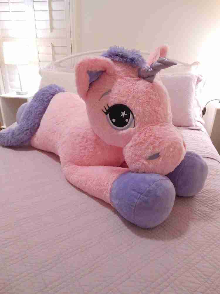 Large pink 2025 stuffed unicorn