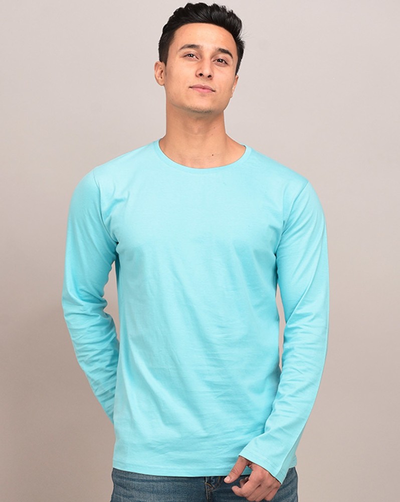 FERANOID Solid Men Round Neck Blue T-Shirt - Buy FERANOID Solid Men Round  Neck Blue T-Shirt Online at Best Prices in India