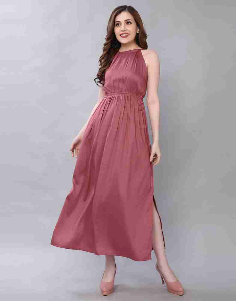Buy PINK DOUBLE SLIT MAXI DRESS for Women Online in India