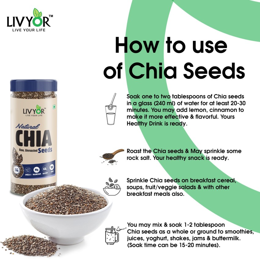 LIVYOR Raw Chia Seeds for Weight loss with Omega 3 and Fiber High