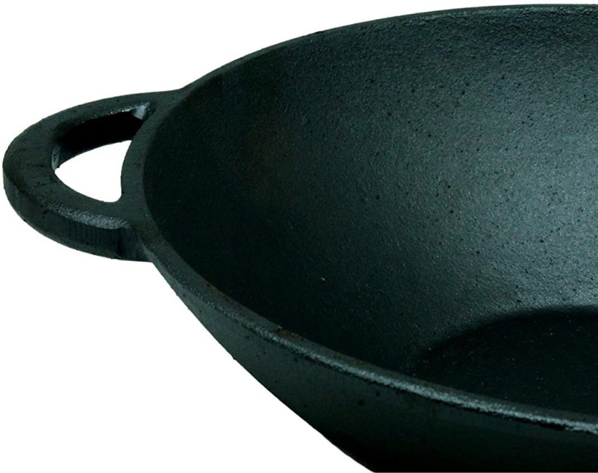 Trilonium Triple Seasoned Cast Iron Kadai 26 cm, Sleek, Weighs 2.4