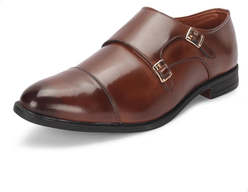 Mens leather hot sale monk shoes