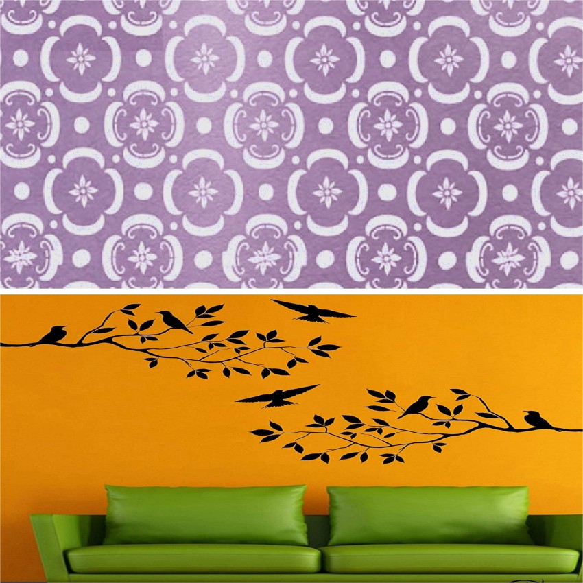 Kayra Decor Bird on Tree Branch Wall Design Stencils for Wall Painting for  Home Wall Decoration � Suitable for Room Decor, Ceiling, Craft and Floors  (16 inch x 24 inch) (KHS390) KHS390