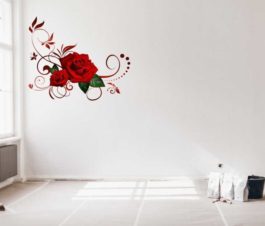 Psychedelic Collection 37 cm Wall Sticker - Beautiful rose 3d Wall Sticker  For Bedroom, Living Room, Hall, Office, Kitchen Self Adhesive Sticker Price  in India - Buy Psychedelic Collection 37 cm Wall