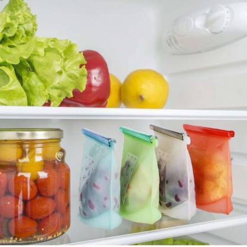 Silicone Food fresh bag fruit meat milk storage containers refrigerator bag  zip