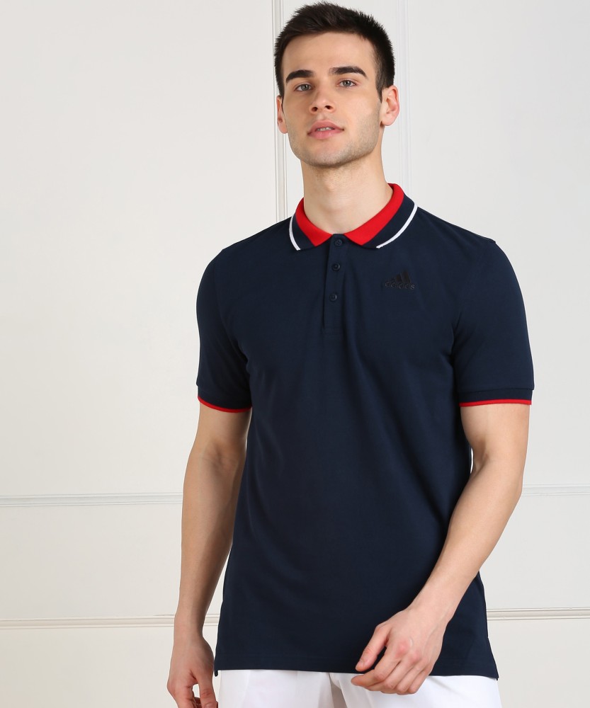 Adidas navy blue hot sale polo t shirt