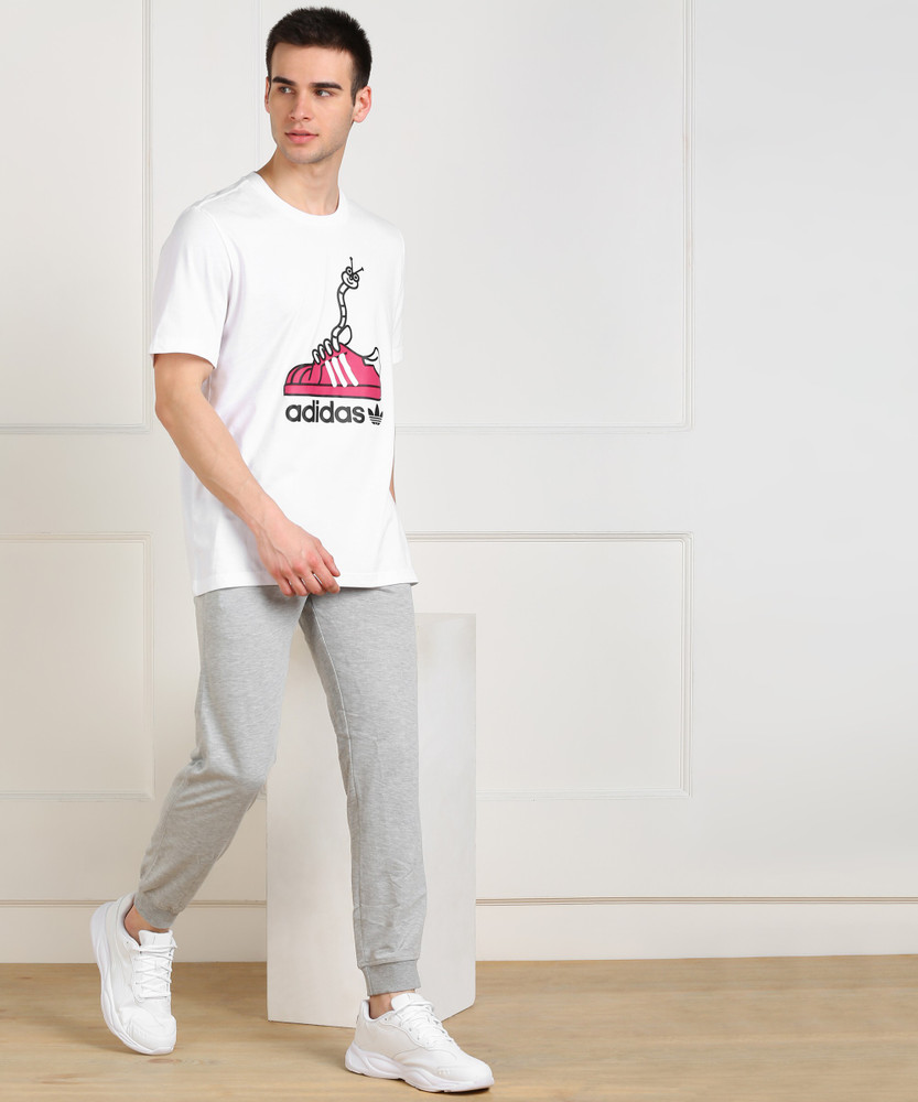 ADIDAS ORIGINALS Graphic Print Men Round Neck White T Shirt